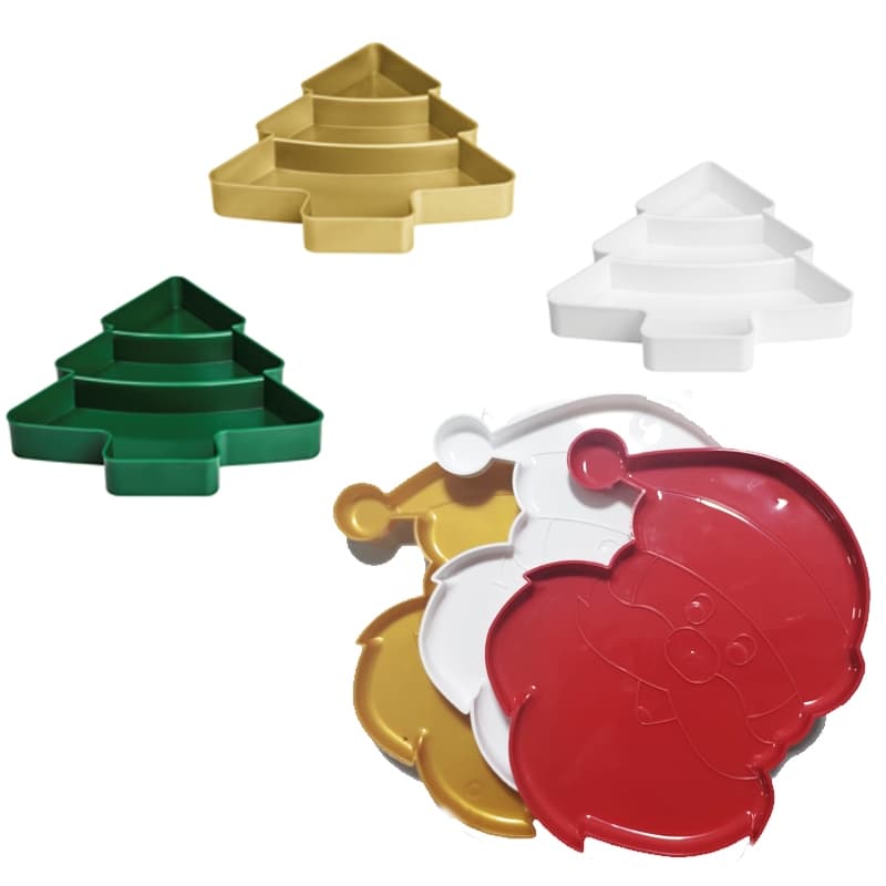 2 Bandejas Plastico Natal  Arvore e Papai Noel