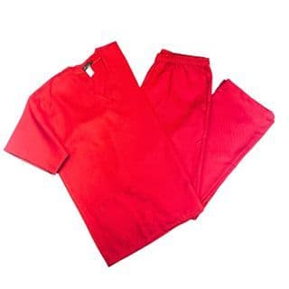 Pijama Cirúrgico Unissex Vermelho Blusa Calça Scrub Hospitalar Enfermagem Clínica Profissional Saúde