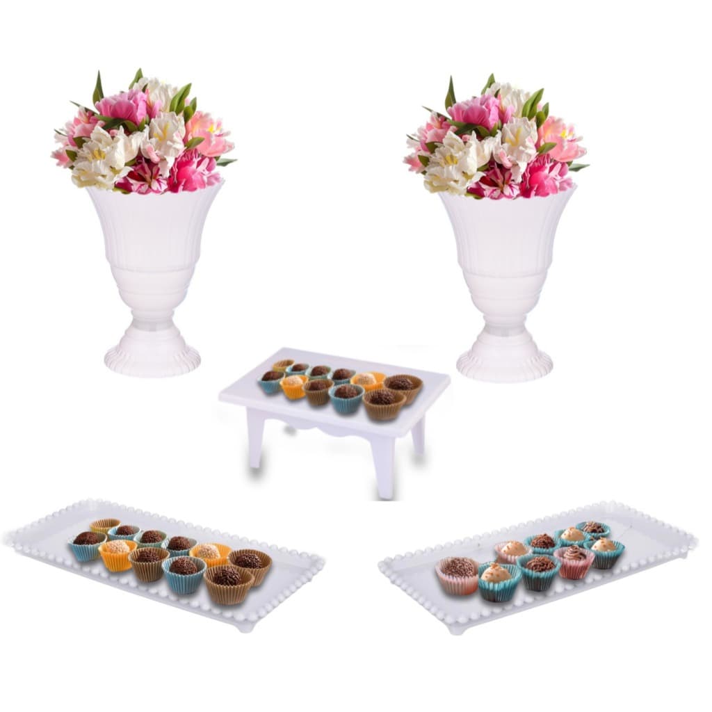 Kit Festa 2 Vaso  1 Mesinha  2 Bandeja Decoração