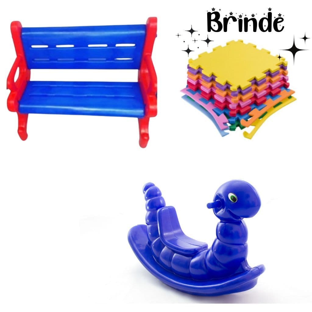 Playground Completo - Banco Plástico, Nhoca e 4 Tatames 50x50