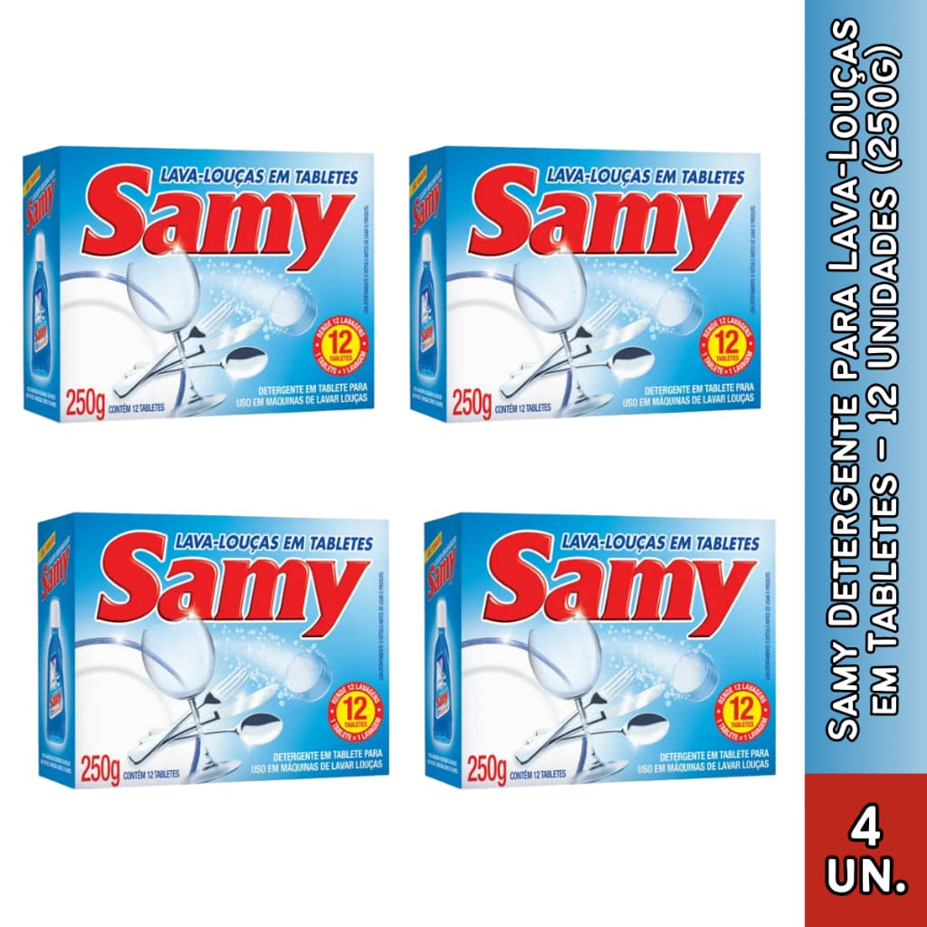 Samy Detergente para LAVA LOUÇAS em Tabletes com 12 - 250 g