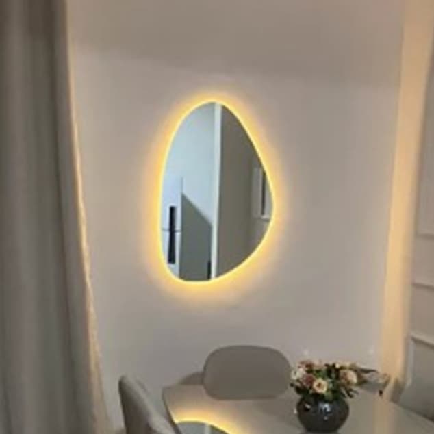 Espelho Orgânico Com Led LUZ Abstrato Diferente Duas Opções De cor Decoração LED + Fonte Tomada