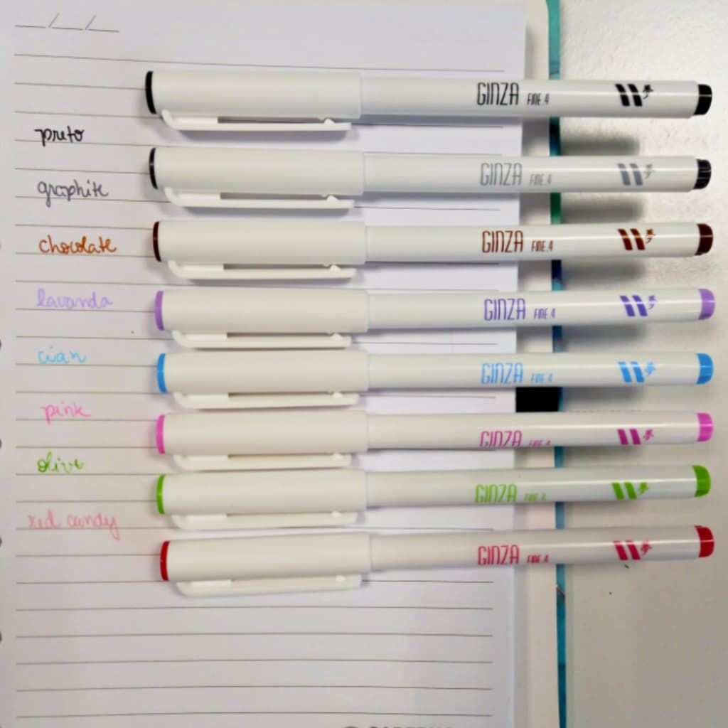 Kit com 8 Cores Canetas Ginza Fineliner 0.4mm Newpen