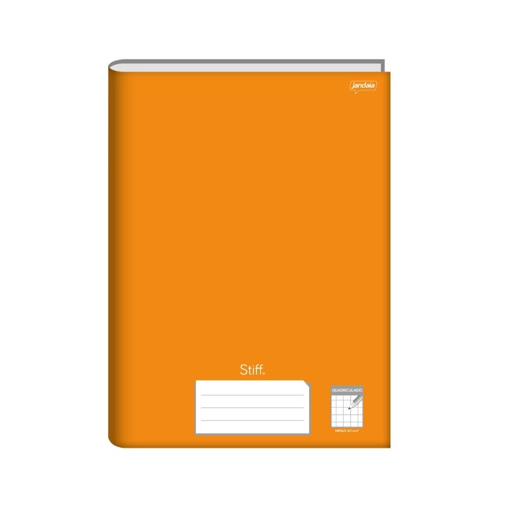 Caderno Quadriculado Grande Jandaia Stiff Brochura Vertical Laranja 96 Folhas