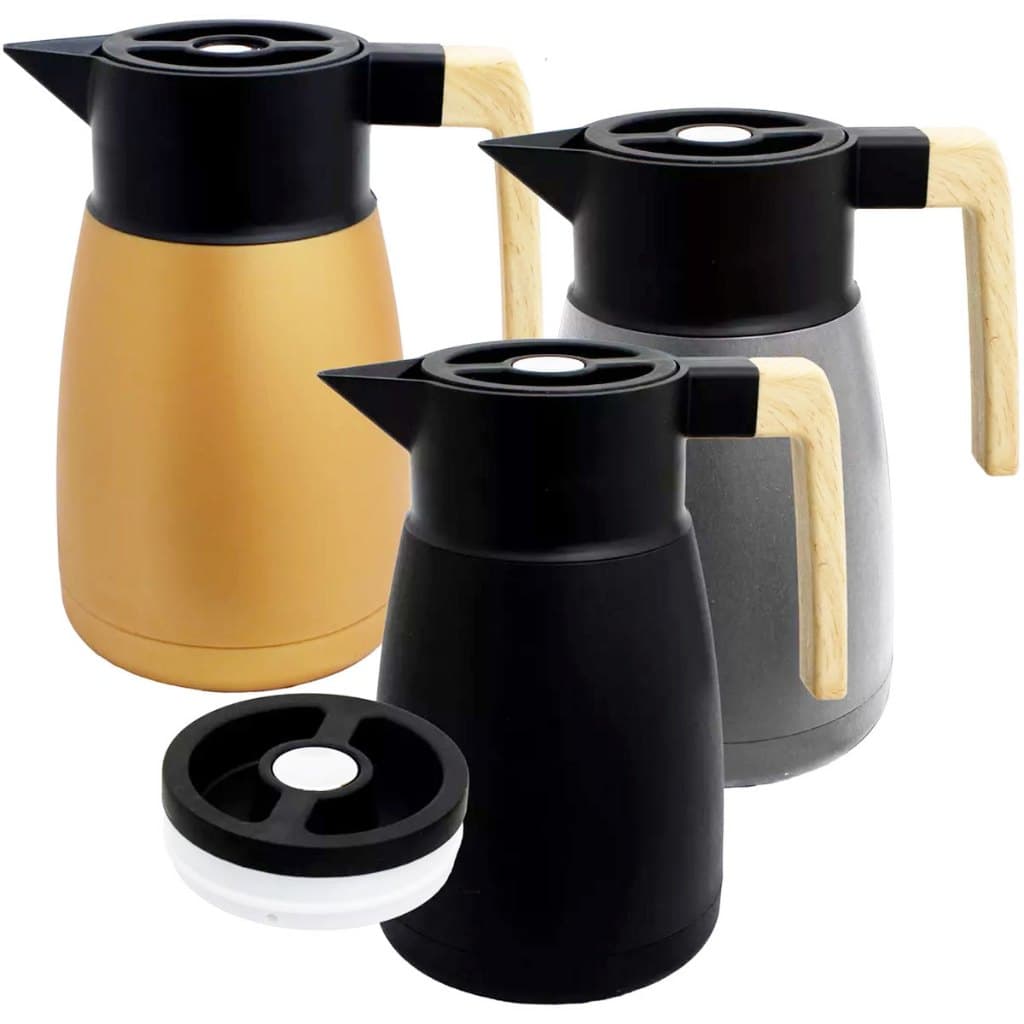 Garrafa Térmica Para Café Chá Água Cabo De Madeira Nórdica Presente ideal