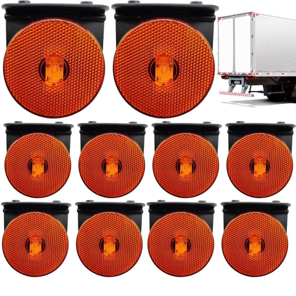 LANTERNA LATERAL CARRETA RANDON 88MM LED BIVOLT C/ SUPORTE 10 UNIDADES