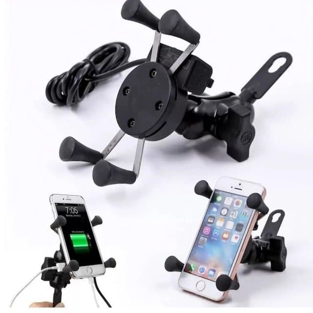 Suporte Garra Celular Motocicleta Com Carregador Universal Usb