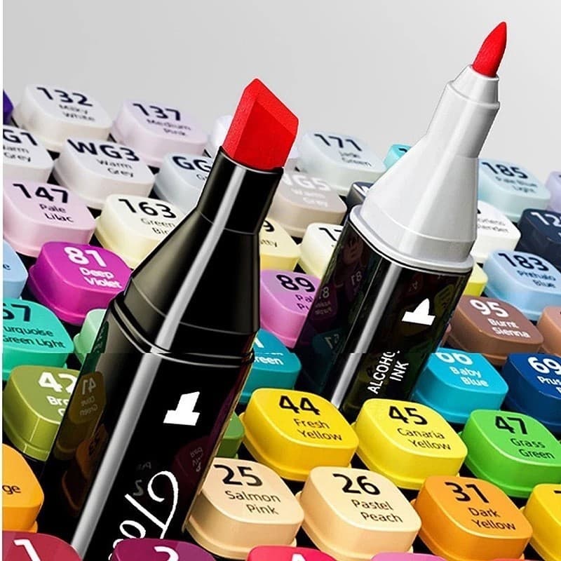 24/36/48/60/80Cores Caneta Marcadora de Cabeça Dupla Conjunto Oleoso Pintura Artística Para Estudantes Material Escolar