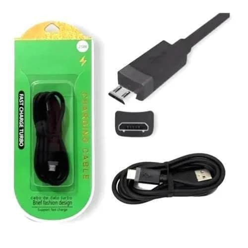 Cabo Carregador MicroUSB V8 - Emborrachado, Resistente e Rápido com 25W