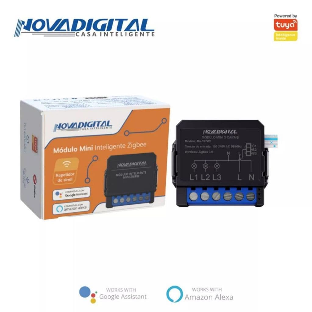 Relé Mini Zigbee 3 Canais Nova Digital