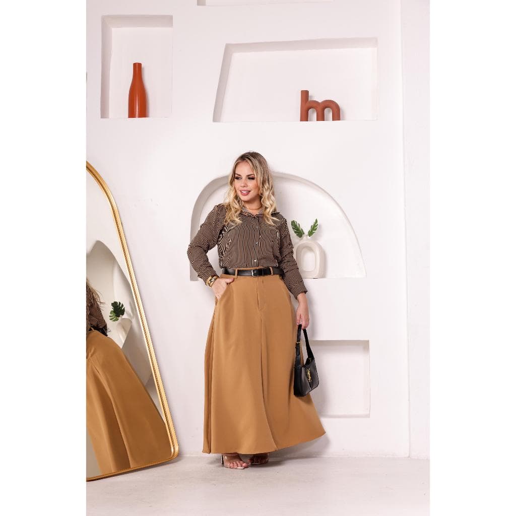 Saia Longa Alfaiataria Feminina Moda Evangélica Elegante Tendência