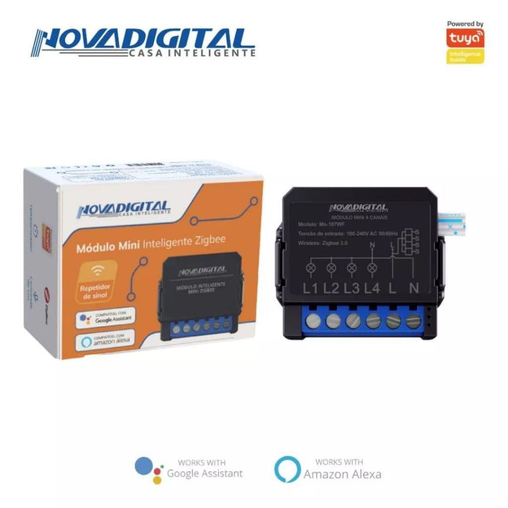 Relé Mini Zigbee 4 Canais Nova Digital