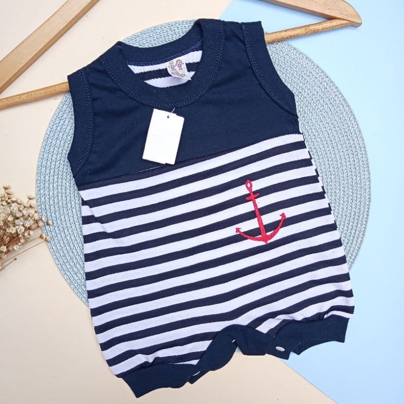 Macacão curto infantil bebê menino peças banho de sol verão roupa de bebê