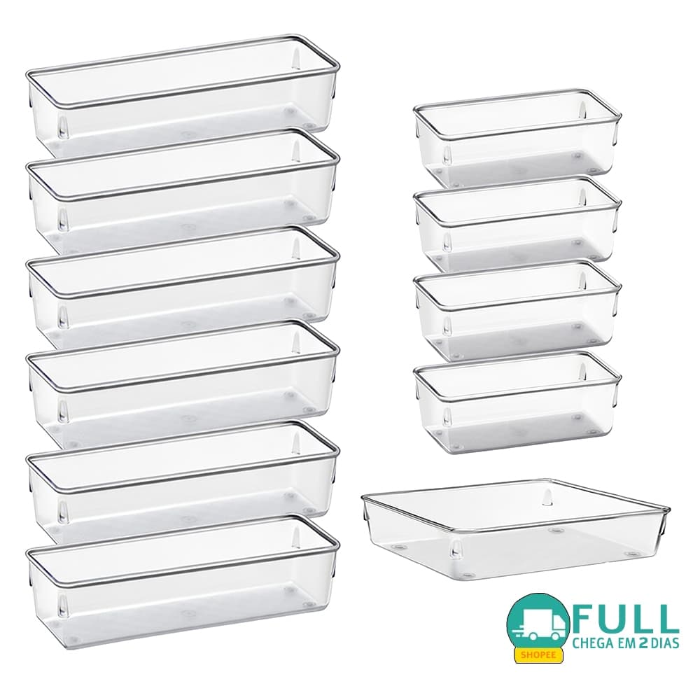 Kit 11 Organizador Multiuso Modular Gavetas Acrílico Retan GRANDE