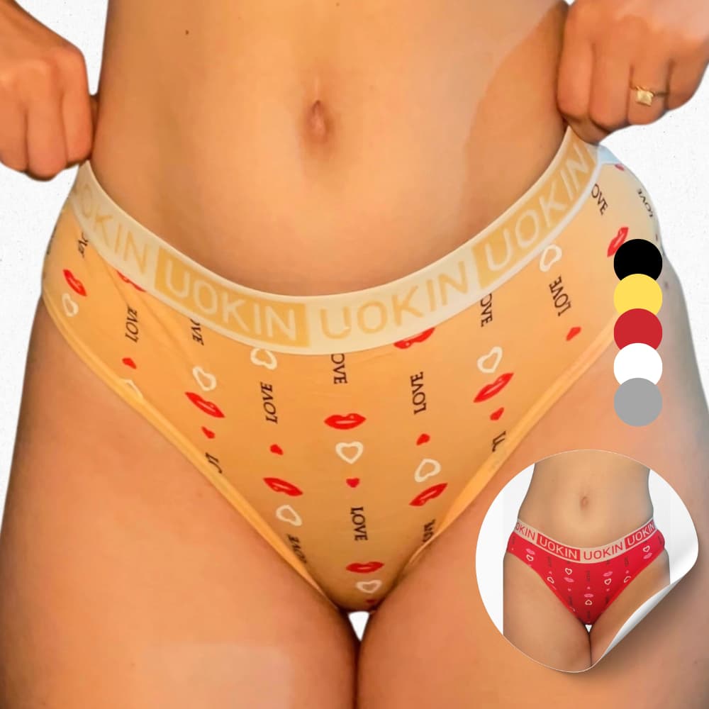 KIT 3 CALCINHA COTTON ALGODAO E ESTAPADA LISA CONFORTO VARIADAS UOKIN