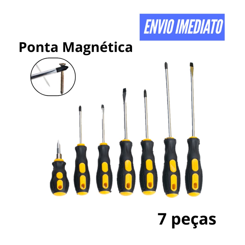 Chaves Fenda e Philips - kit com 4 chaves de Fenda e 3 chaves Philips, 7 peças
