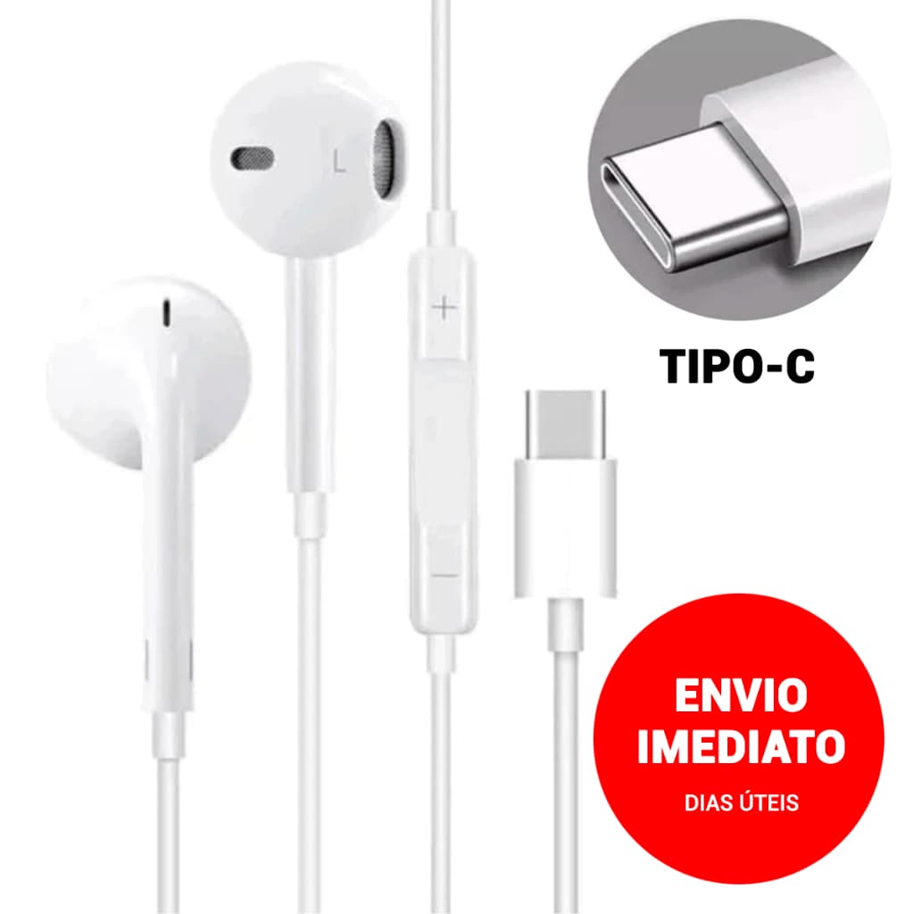 Fone de Ouvido com Fio Tipo C (USB-C) e Microfone