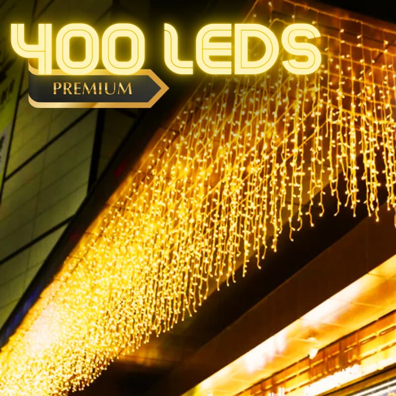 Cascata Grande 400 Led's Decoração Enfeites de Natal Premium Luxo Festas 10m 8 Funções 110v