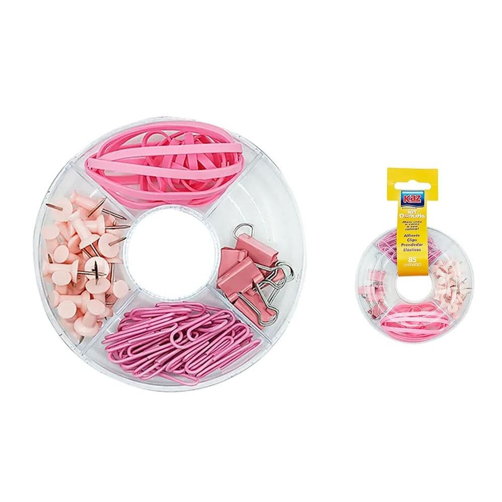 Kit Escritório Donuts Office Rosa com 85 peças KZ1021 KAZ
