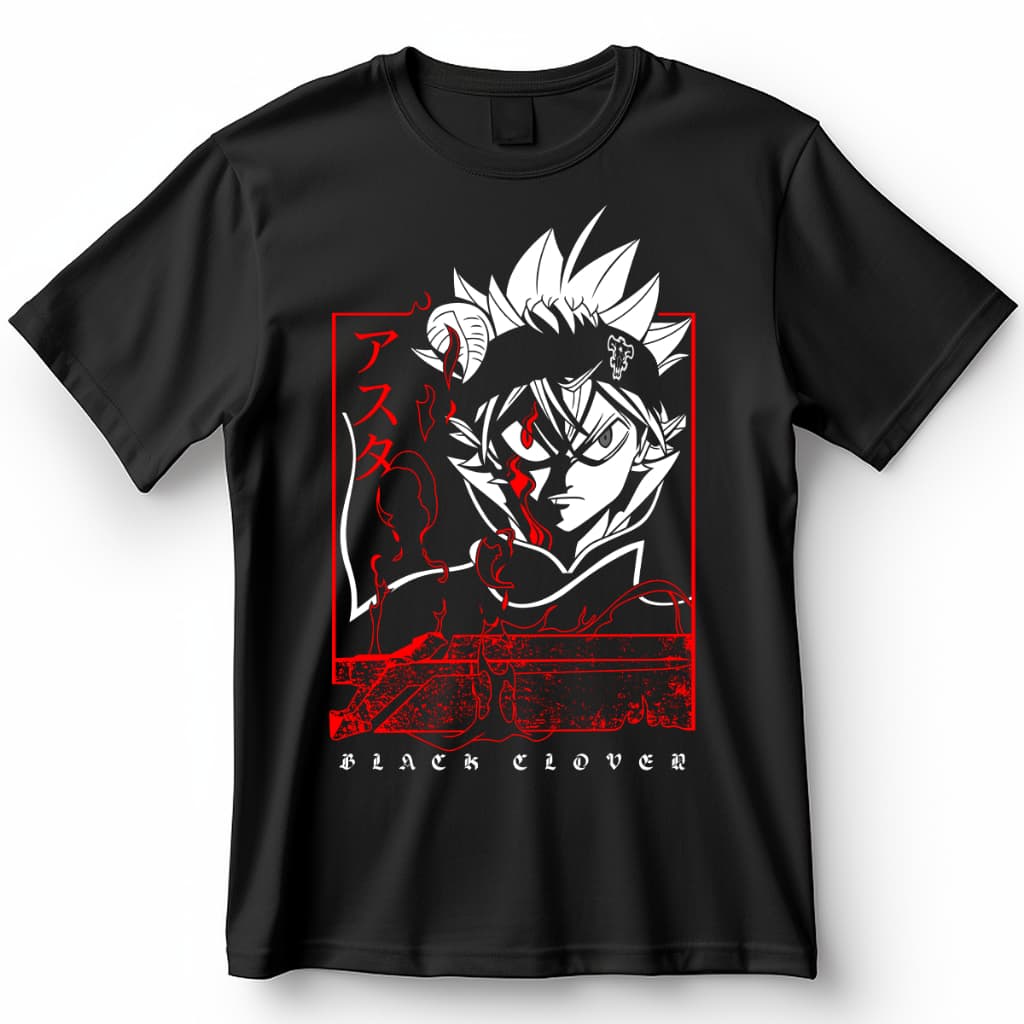 Camiseta Asta Black Clover Camisa de Anime 100% Algodão