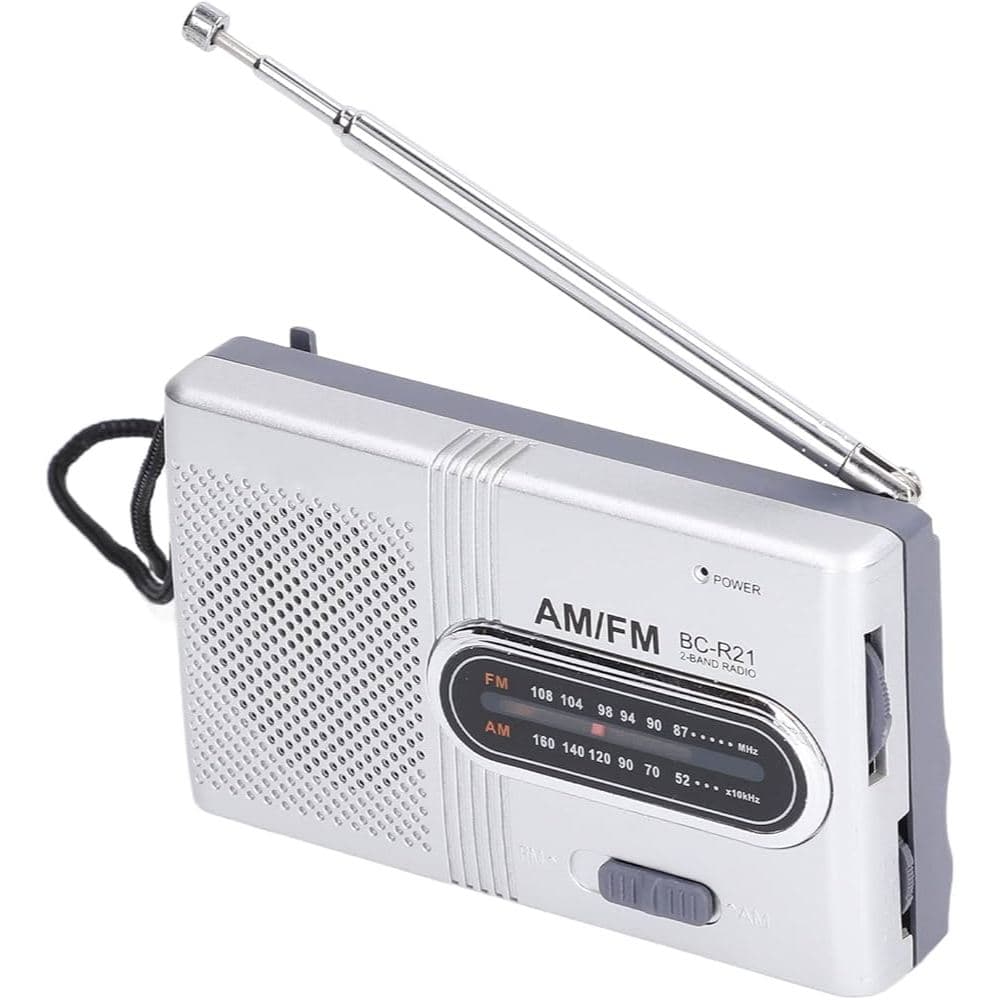 Rádio Portátil FM AM, Transmissor Compacto, 2 Pilhas AA, Alto-Falante Embutido (MK228)