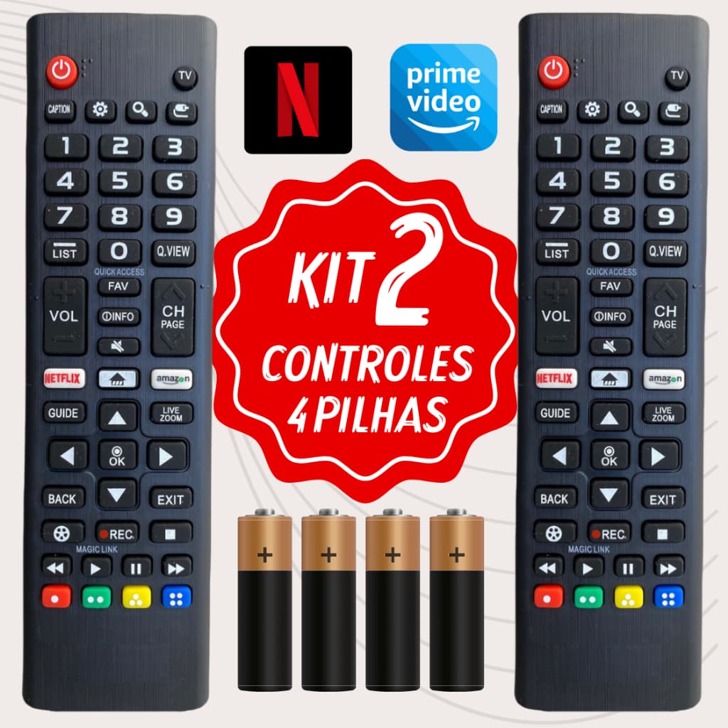 Kit 2 Controle Remoto Tv LG  Smart Compatível Todos Modelos  LG Smart 7045/8035