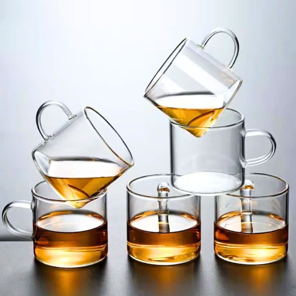 Jogo de Xícaras 6 Unidades Borossilicato Transparente  100ml Café, Chá