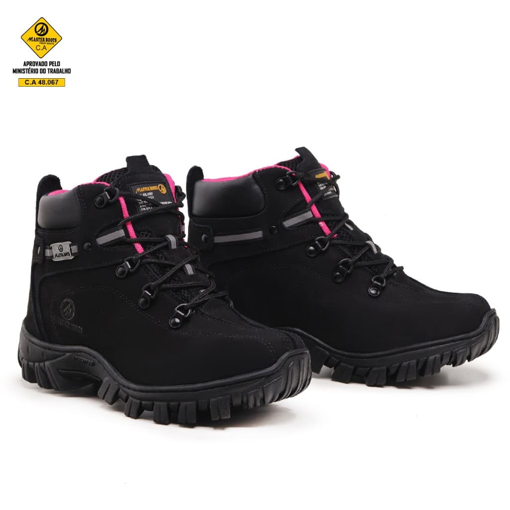 Bota Feminina EPI em Couro Bico PVC Com C.A 2113 Dia a Dia Rotina Trabalho Segurança