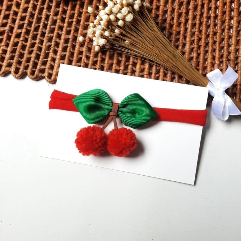 Faixinha Cerejinha Laço para Bebês Cherries Cereja