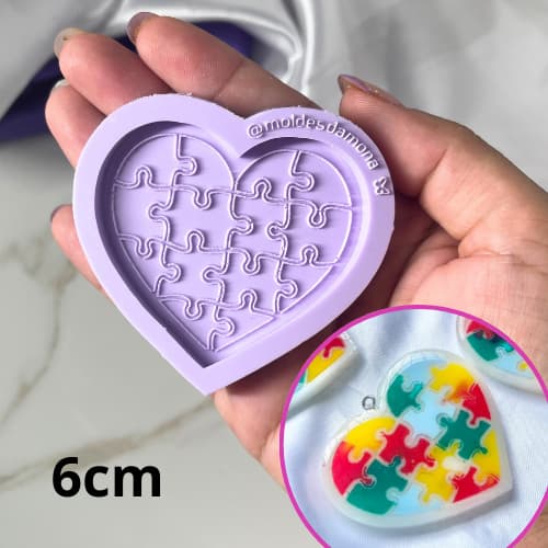 Molde de silicone coração formato autismo. 6cm. #01