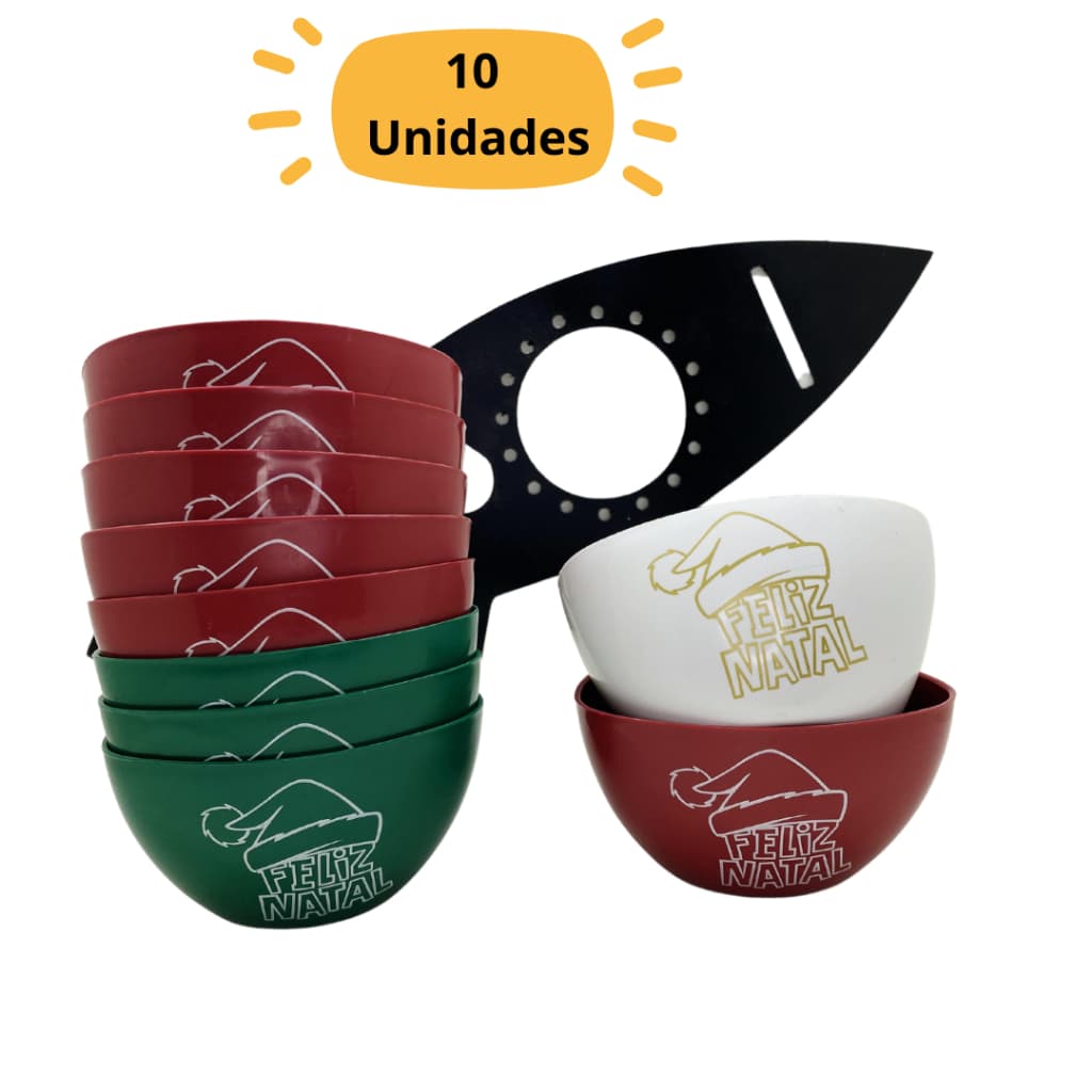 Kit 10 Potes Petisqueira Bowl  300ml Lembrancinha de Natal FELIZ NATAL Presente