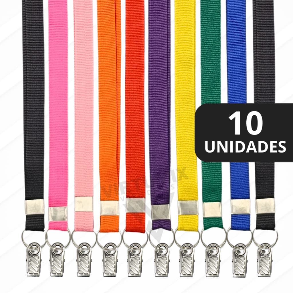 10 Cordões c/ Presilha Crachá p/ Bilhete Único Cartão Transporte Ônibus Metrô - Diversas Cores