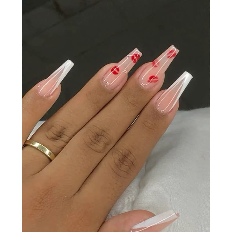 unha postiça decorada pronta para aplicação modelos bailarina postiça realista
