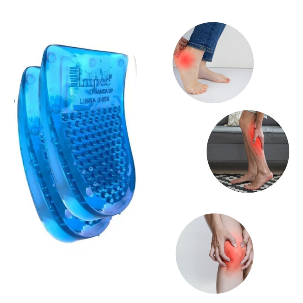 Par Meia Palmilha Calcanheira De Gel Silicone Anti Impacto Confortável 2000 Plus Calcanhar Invicto