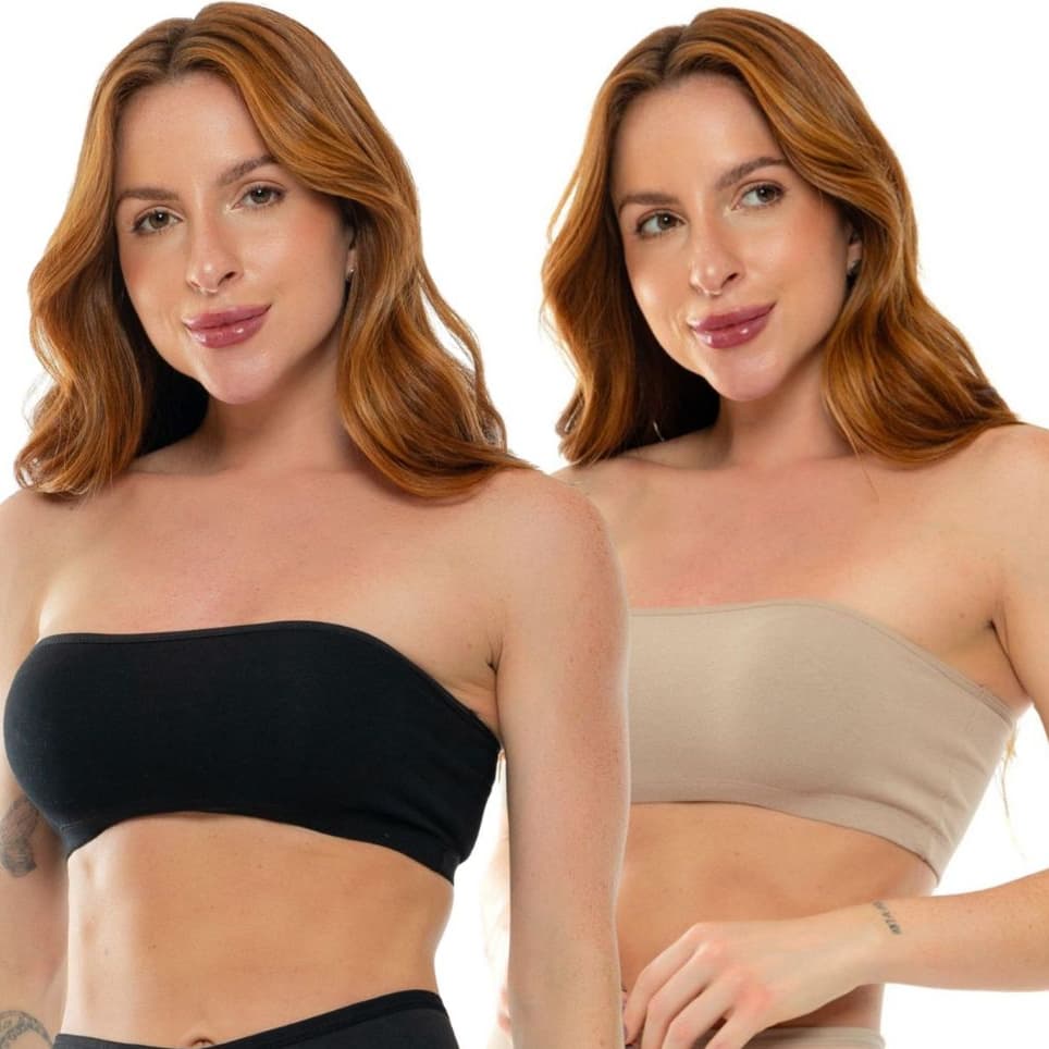 Kit 2 Top Tomara Que Caia Cotton Sutiã Faixa
