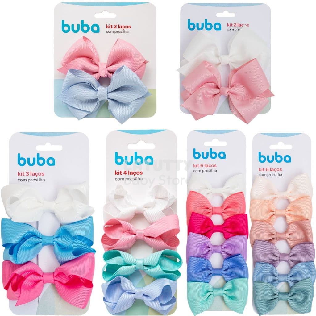 Kit Presilhas de Cabelo Buba Laço Bebê Lacinhos Gravatinha Bico de Pato