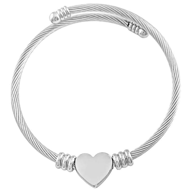 Bracelete Cabo Torcido Coração Ajustável Aço MX2311