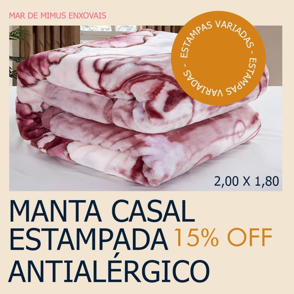 Coberta Manta Soft Microfibra Anti-alérgica Novo 2,00x1,80 estampada