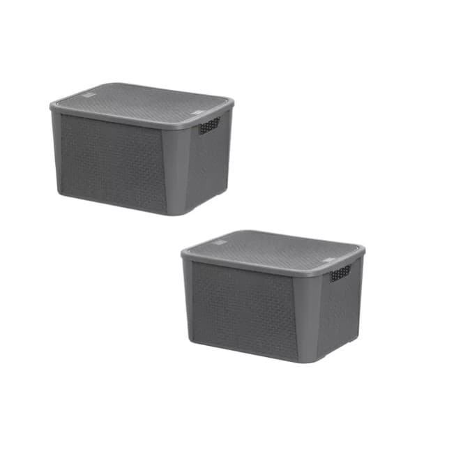 Kit C/ 02 Cestos Organizadores Rattan 42 Litros - Resistente