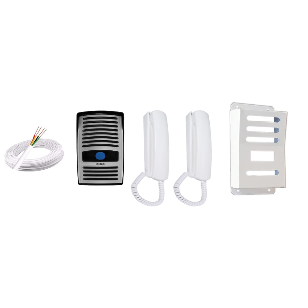 kit Porteiro Eletrônico c/ 2 monofones+ 50 metros e Capa anti vandalismo