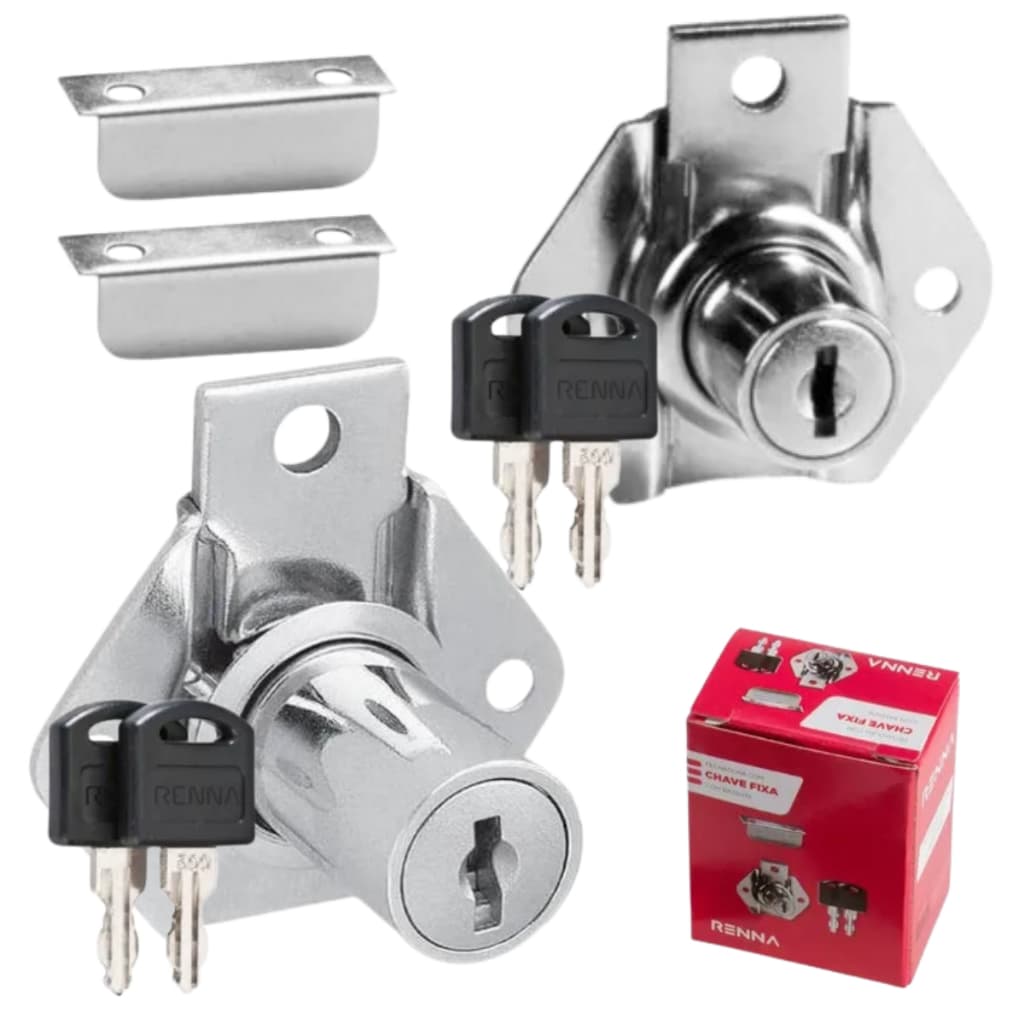 Fechadura Tambor 22mm / 31mm Lingueta Curta Renna P/ Móveis Armários Gavetas 2 Chaves