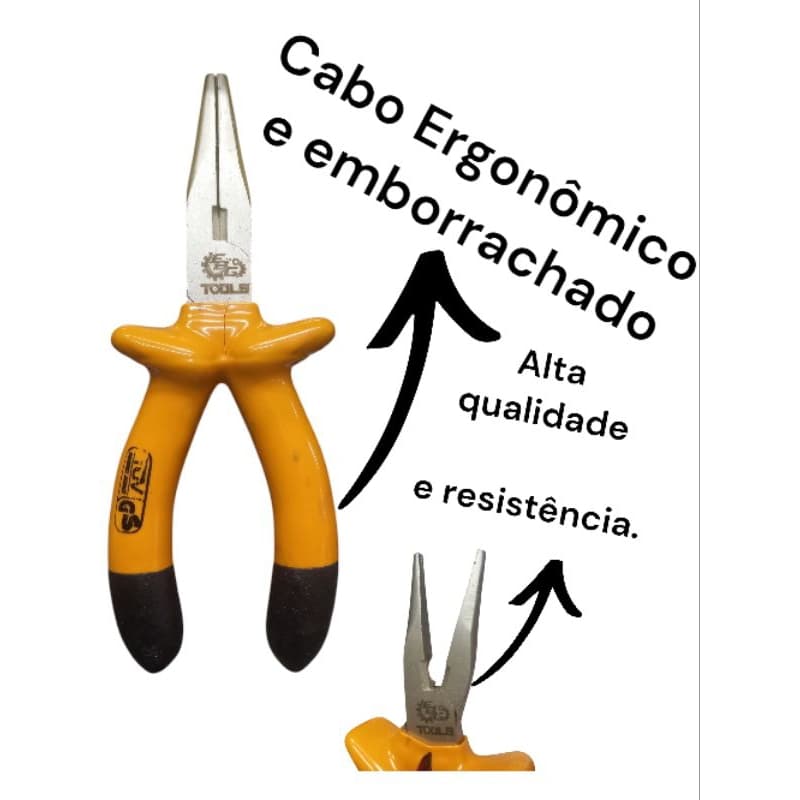 Alicate de Bico 6''(polegadas) com Cabo Ergonômico Emborrachado.