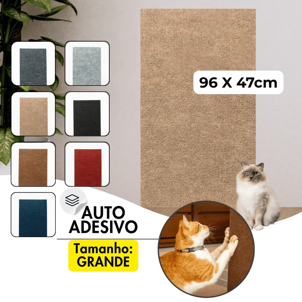 Carpete Adesivo Parede Escalada Gatos e Protetor de Móveis 96 X 47 cm