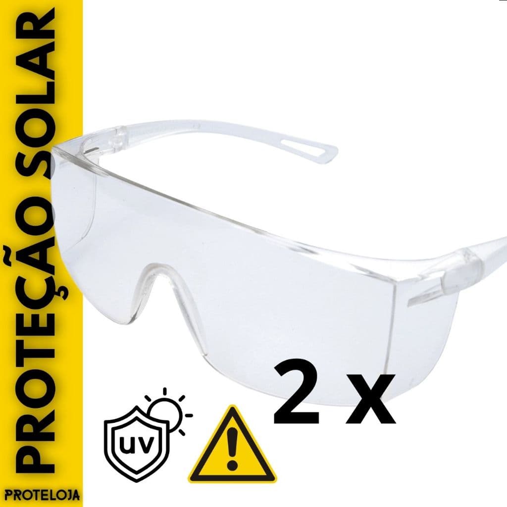 KIT 2 Óculos de Segurança Incolor Epi Proteção Antirrisco Transparente Modelo Visão Ampla
