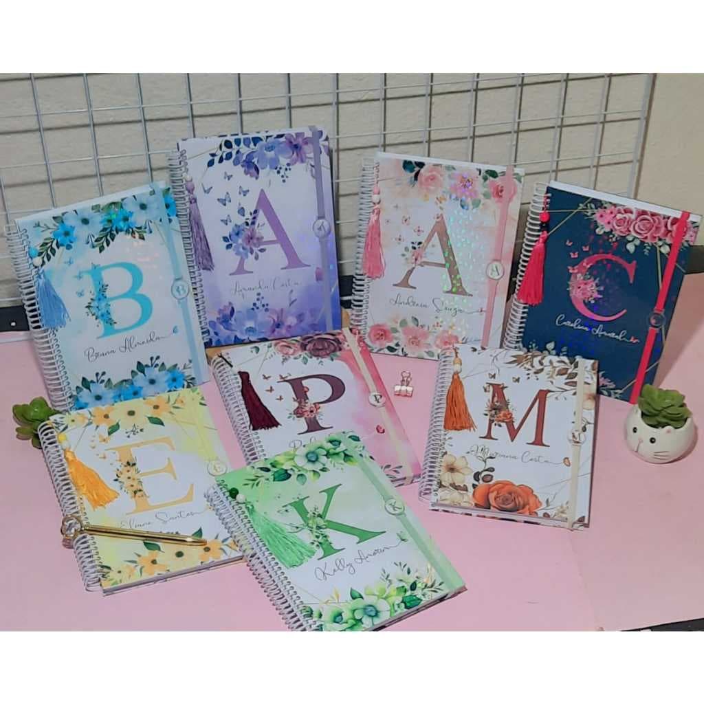 Agenda 2026 Alfabeto Floral exclusiva Personalizada com nome a mais linda da shoppe