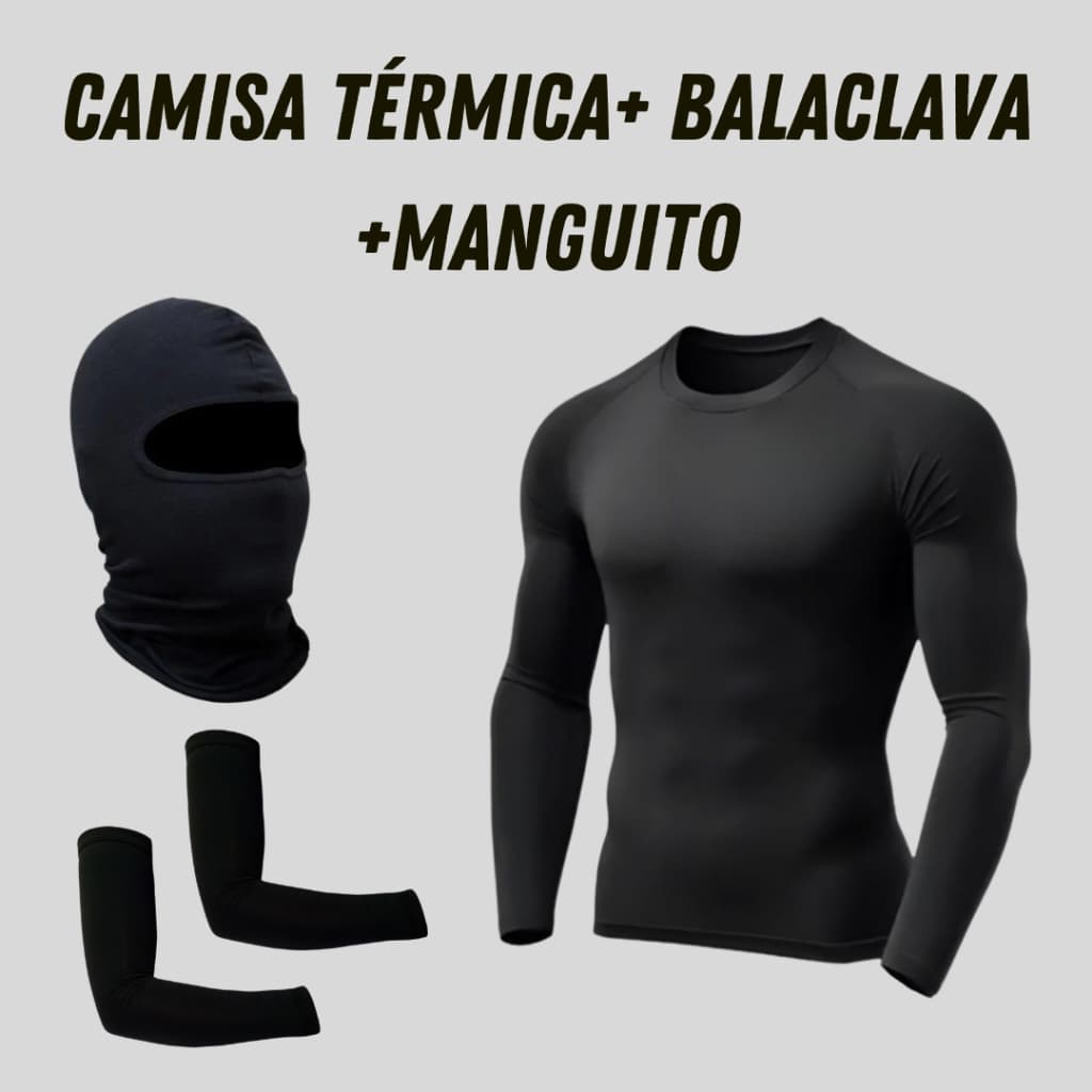 Kit proteção térmica UV +  Camisa térmica, manguito  e balaclava