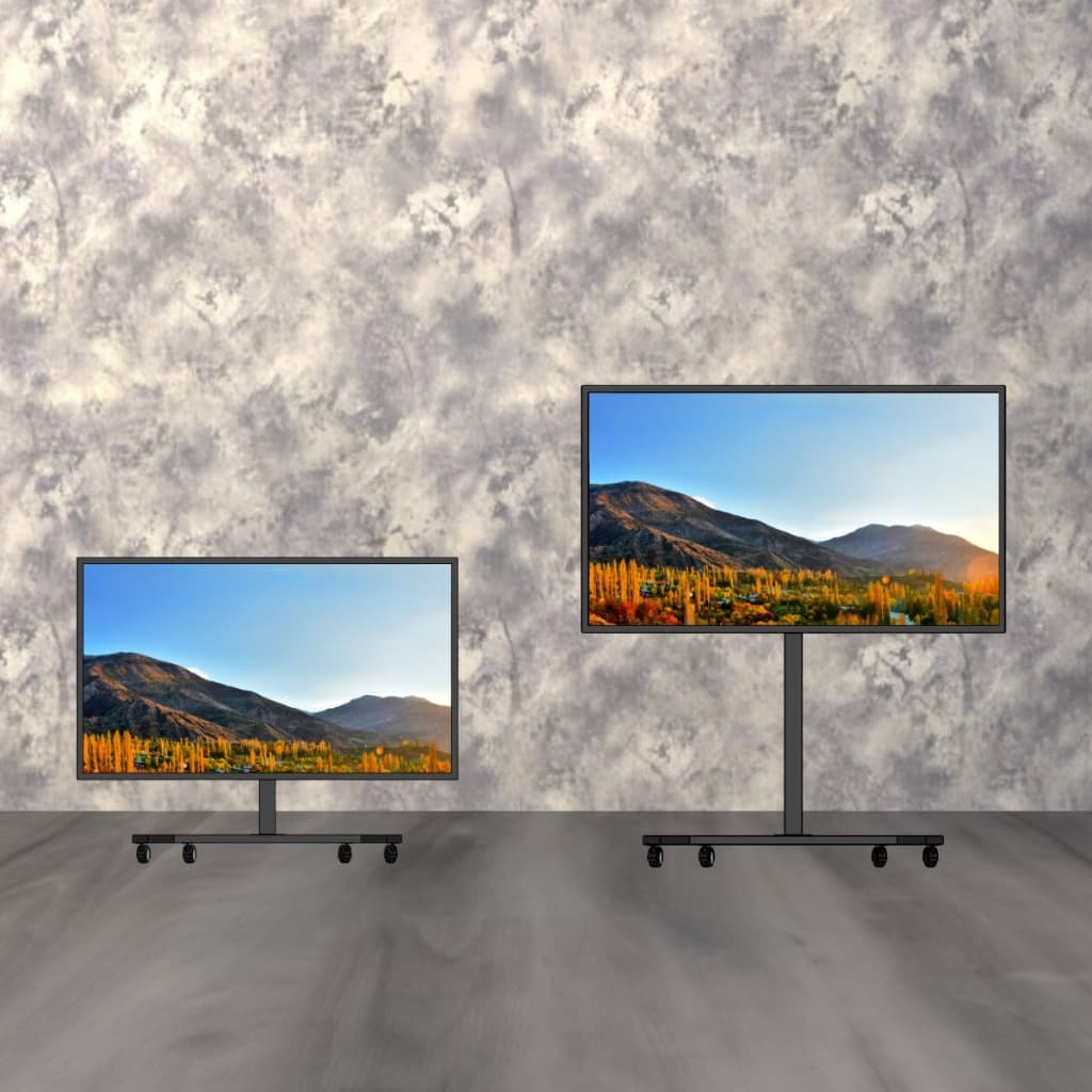 Suporte Pedestal TV Para Palco Vitrine C Rodinhas Suporte Chão Rodizio