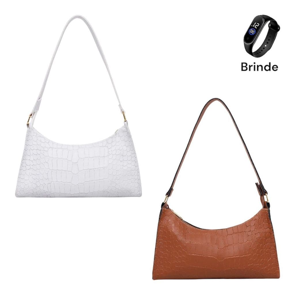 Kit Com Duas Bolsa Femininas De Ombro Bolsa De Festa Croco