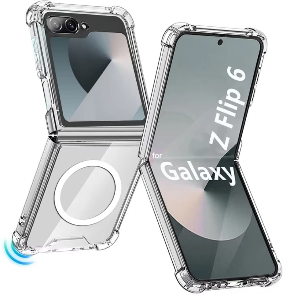 Capa Protetora Transparente Anti-Impacto para Galaxy Z Flip 6, Compatível com Mag-Safe