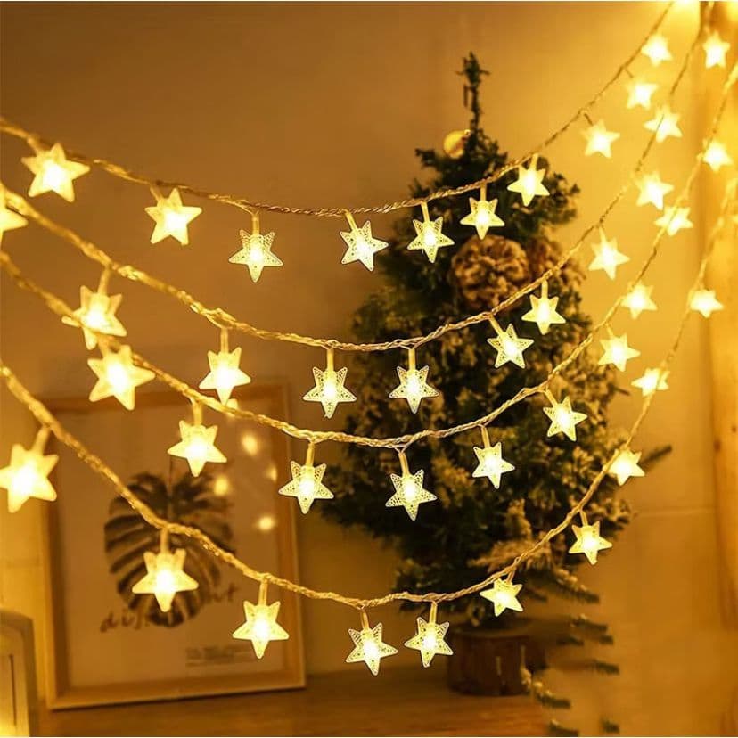 Luminária Cordão Fio De Luz De Led Estrelas Decoração